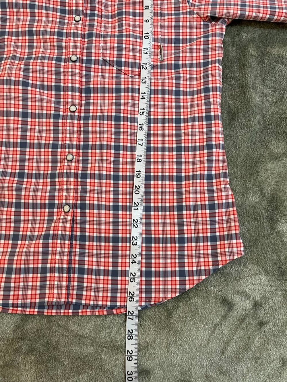 Stio Women’s Pearl Snap Plaid Shirt Red, Blue & White Western Nylon Poly Medium - Picture 7 of 11